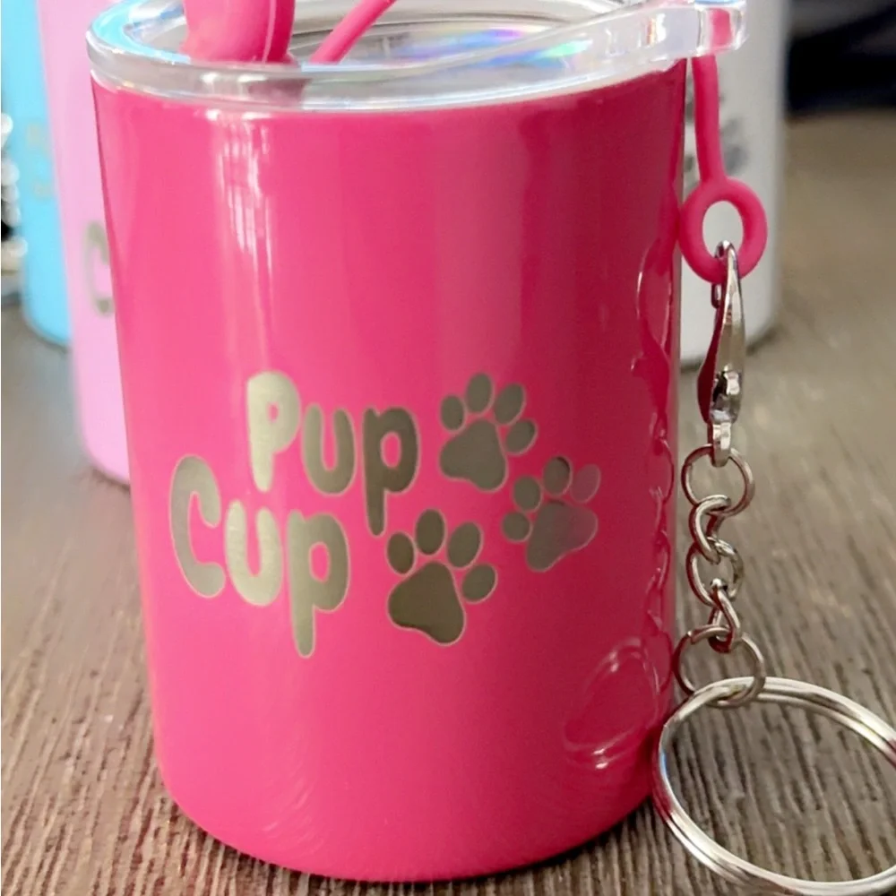 3 oz Pup Cup’s with keychain attached. Assorted colors available. Personalize